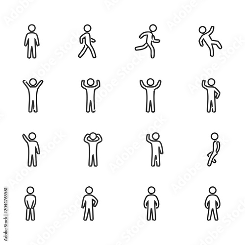 Human figure icons: poses and actions, simple line art style