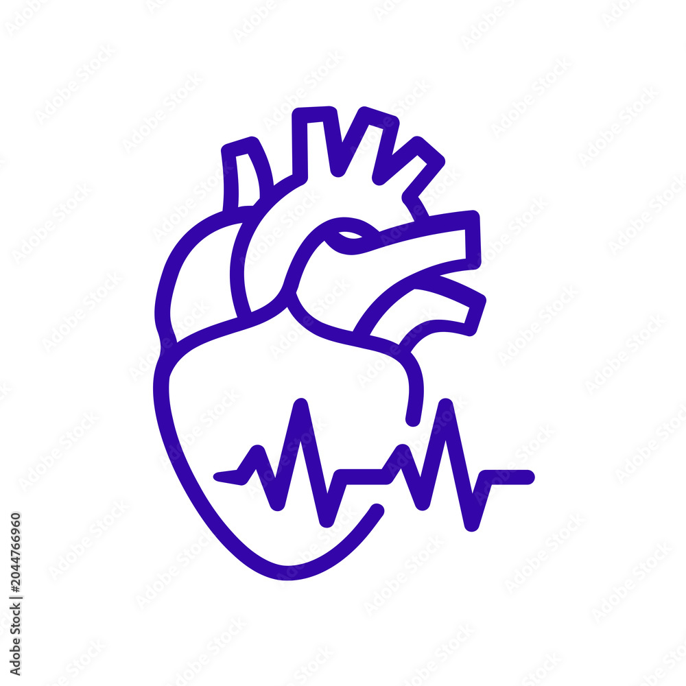 Fototapeta premium Heartbeat EKG Line Icon, Medical Symbol isolated on transparent background