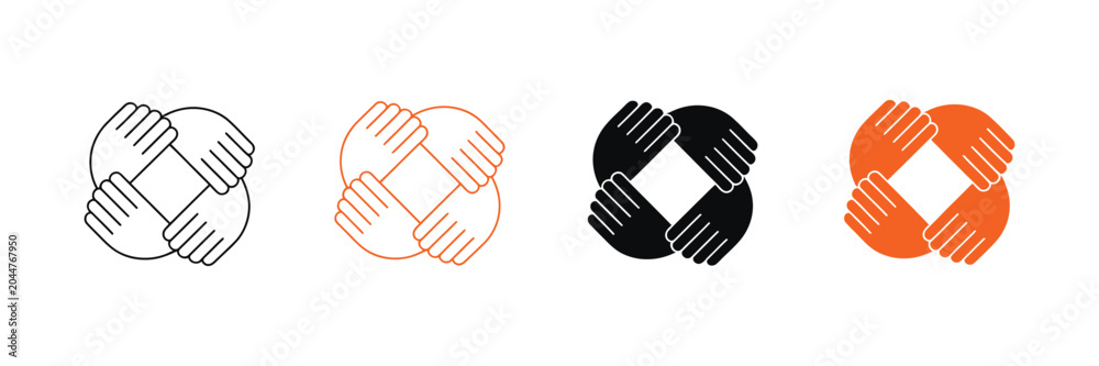 Obraz premium Teamwork icon vector for Collaboration, Unity and Community Partnership symbol illustration.