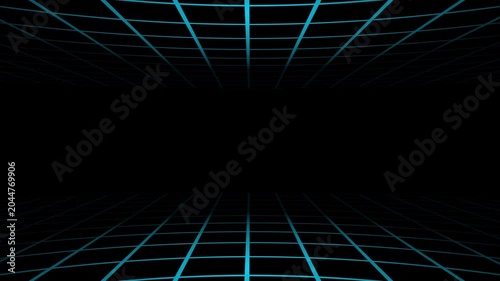 Retro Synthwave Grid Background, 80s Cyberpunk Style, Moving Wireframe Landscape, 4K Seamless Loop.