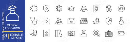 Medical Education Icon Set Editable Stroke