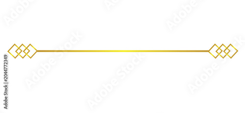 Golden ornamental divider line. Elegant geometric separator. Minimal decorative border for invitations, certificates and luxury designs. PNG