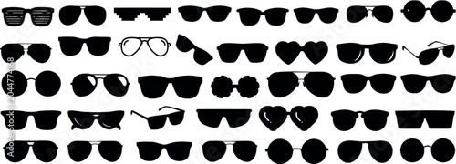 Sunglasses silhouettes collection, set of various eyewear shapes