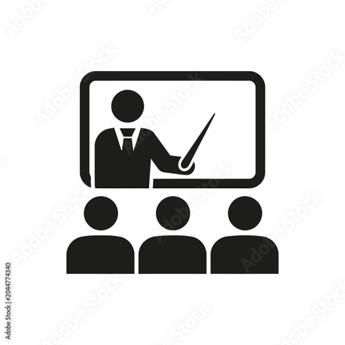 Teacher instructing students at whiteboard, education concept