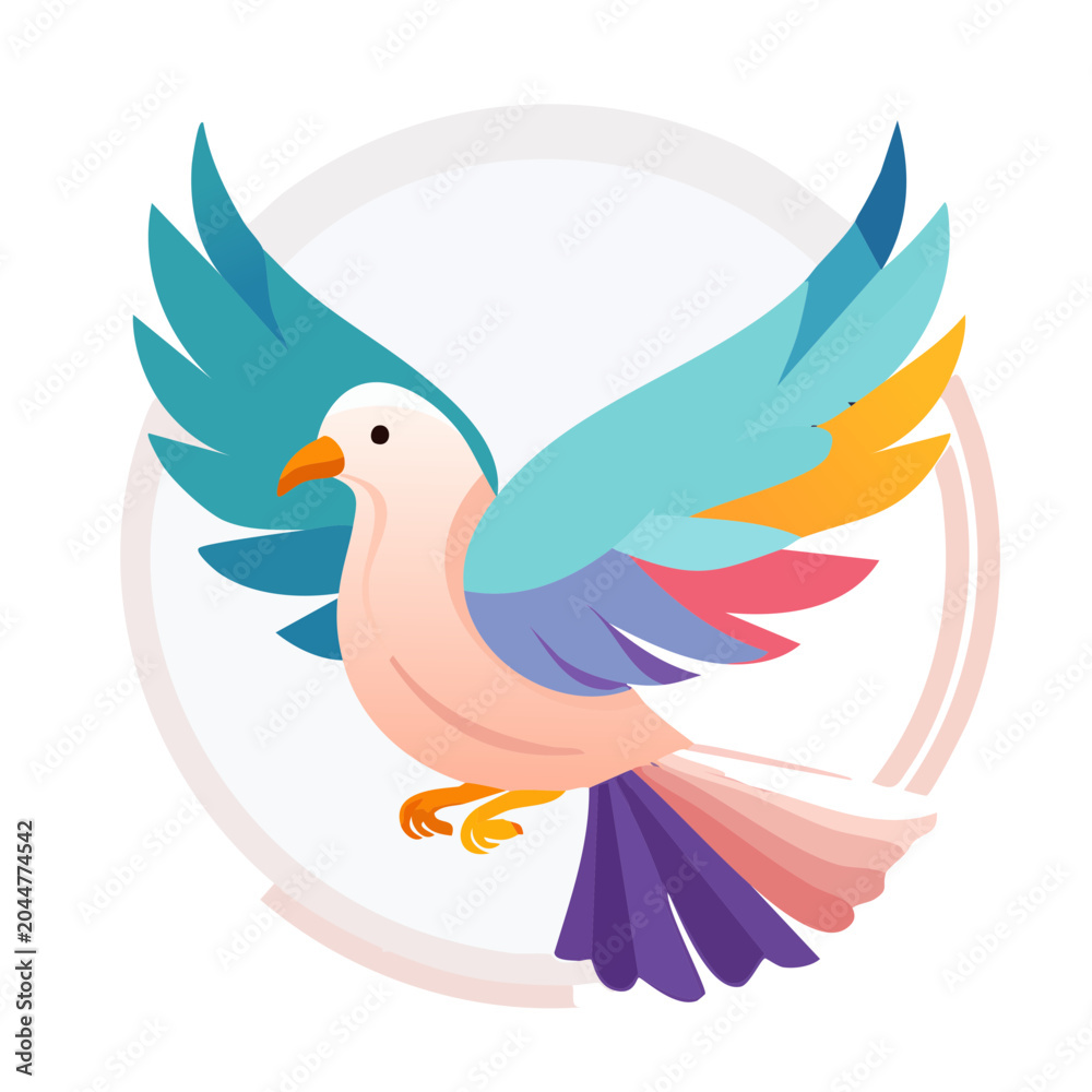 Fototapeta premium Colorful dove illustration in flight