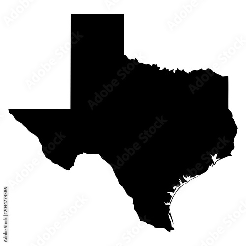 Texas Map Silhouette Outline, USA State Shape