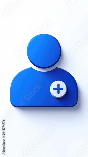 A blue icon of a person with a white plus sign within a circle
