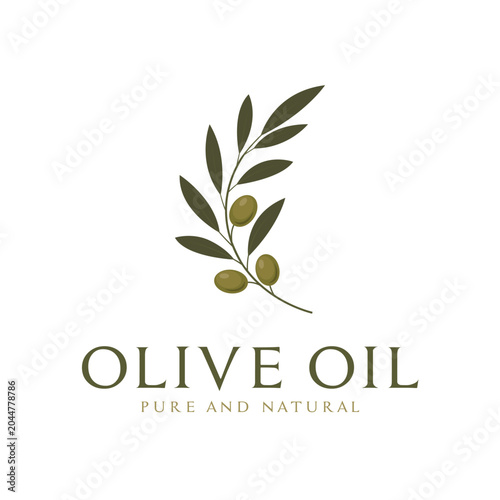 Olive Oil Branch Logo Design Concept Idea