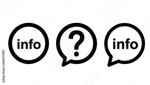Information and help request bubble icons with question information communication minimalist interface internet dialogue clarification feedback discussion illustration
