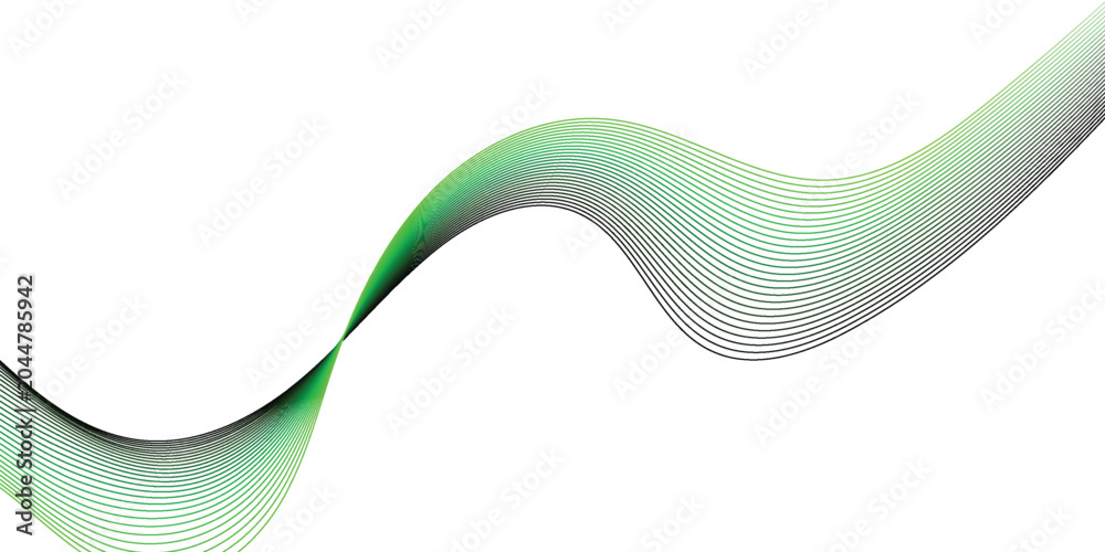 Fototapeta premium Elegant Green and Black Smooth Wave Abstract Vector Design for Modern Creative Digital Background Illustration