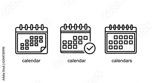 Set of calendar appointment and schedule management line icons with calendar schedule appointment management deadline planning organizer reminder business tracking organization logistics