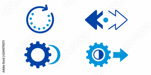 Tableau sur toile set of four blue vector icons on white background