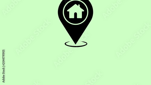 House Location Pointer Illustration animation with Pale Green background
