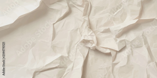A rough, blank crumpled white paper background with a wrinkled, creased texture showing aged, damaged, and folded grunge patterns across the empty sheet surface.