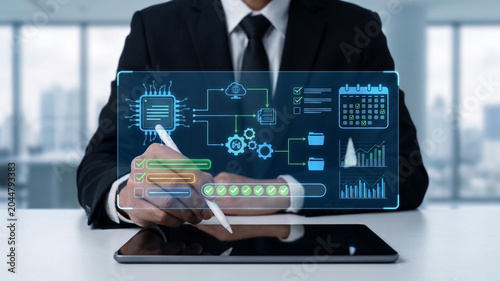 Εκτύπωση καμβά enterprise ai automation interface showing intelligent workflow management with