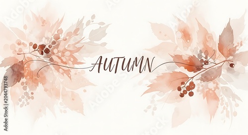 Autumn fall watercolor floral design with calligraphy perfect for seasonal graphics and invitations