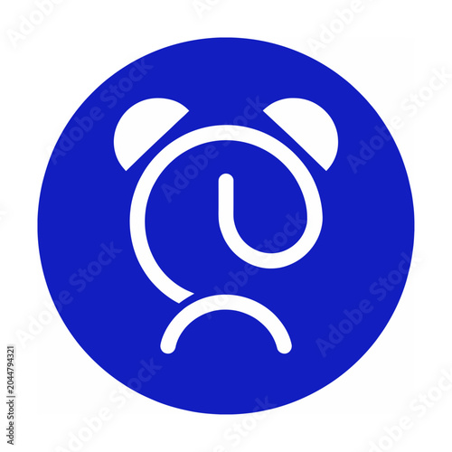 Vector of a sad blue cartoon cat face with downturned mouth and closed eyes