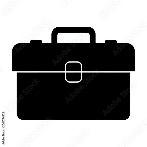 Sleek vector of a classic briefcase featuring a top handle and a secure latch closure for professional use