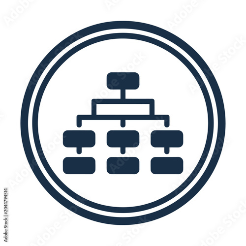 Sleek vector of an organizational family tree structure enclosed within a bold circular frame
