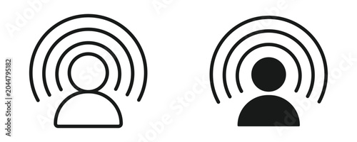 Fotografie User Network Icon Set, Personal Connectivity and Communication Symbol, Outline and Solid Style