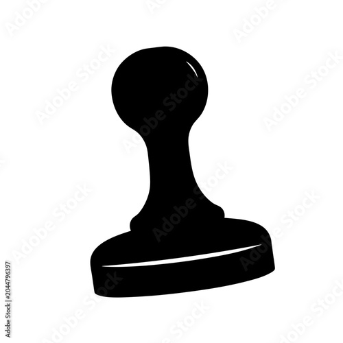 Black Rubber Ink Stamp Isolated on White Background Minimalist Line Art Vector