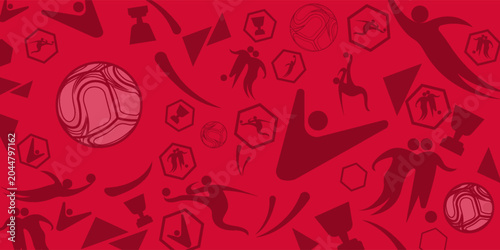 Foto Soccer cup red background, football world championship 2026, vector illustration