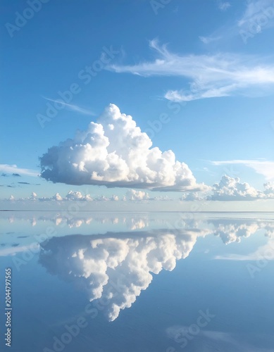 Majestic Cloud Reflection Over Calm Blue Water