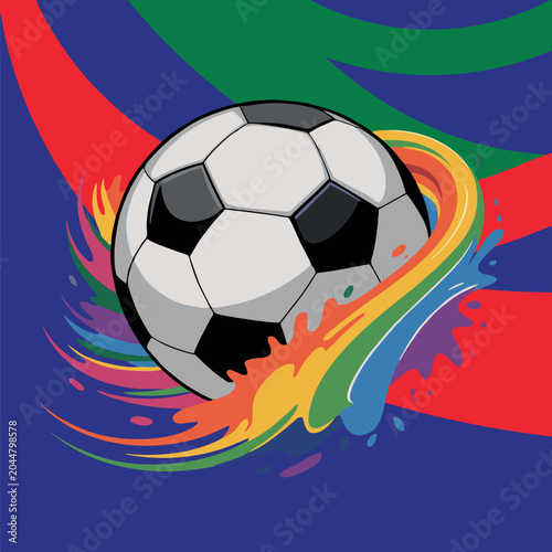 Colorful Soccer Ball Splash Illustration for Sports Tournament Background