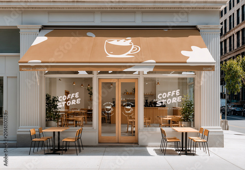 Coffee Shop Facade Glass Mockup