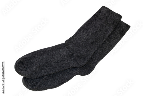 Black socks, fashion apparel, pair of cotton knit socks, isolated on transparent background, PNG