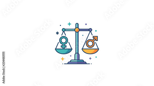 Tableau sur toile Gender Equality Concept with Scales of Justice Icon