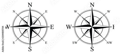 Photos Vintage nautical wind rose compass set, north direction icons, travel navigation symbols, maritime cartography elements, classic exploration design
