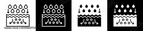 Fotografia Water Absorption Icon Set In Black And White Filled Style Collection