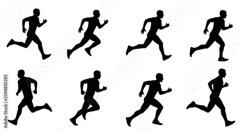 Tableau sur toile Multiple Silhouette Men Running Fast.
