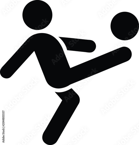 Silhouette of Athlete Kicking Soccer Ball in Minimalist Vector Style