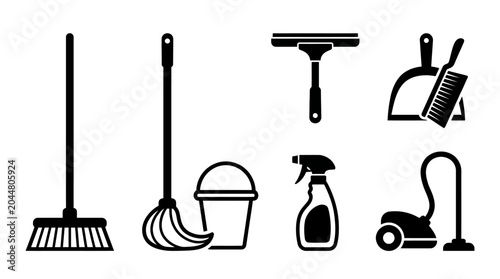 Foto Cleaning tools and equipment set.
