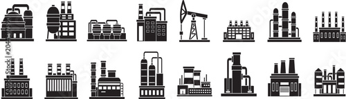 Oil and Gas Industry Vector Icon Set Editable Stroke Transparent Background