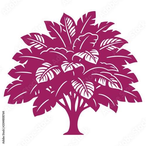 Vibrant purple tree illustration with lush foliage perfect for design and art projects
