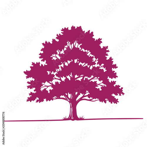 Vibrant purple tree silhouette nature illustration isolated on white background decorative art design