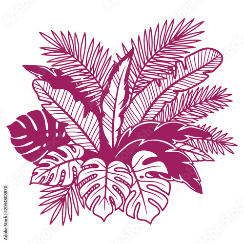 Vibrant Tropical Leaves Illustration Botanical Plant Design Nature Decor Artwork