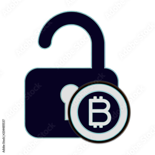 Sleek vector of a secure digital lock with a bitcoin symbol representing cryptocurrency security