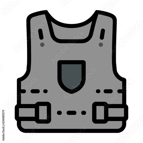 Minimalist vector of a sleeveless protective vest designed for safety and utility purposes
