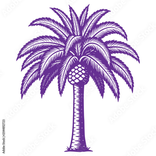 Vibrant purple palm tree illustration tropical design element digital art for various projects