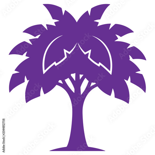 Vibrant Purple Palm Tree Silhouette Tropical Decorative Art Nature Design Element