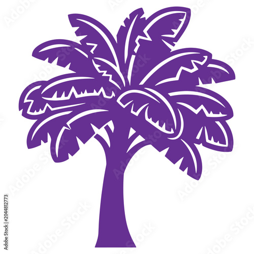 Vibrant Purple Palm Tree Silhouette Tropical Decorative Art Nature Design Element