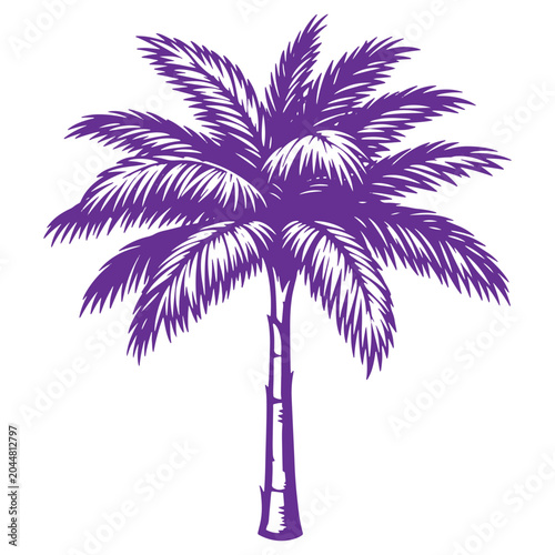 Vibrant Purple Palm Tree Silhouette Tropical Decorative Art Nature Illustration
