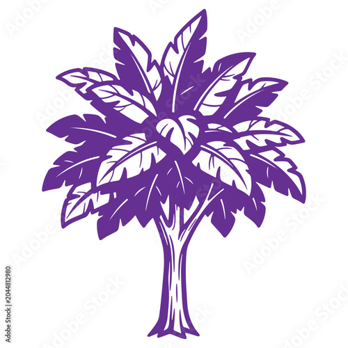Vibrant Purple Tree Silhouette Illustration Nature Plant Design Element Decorative Art