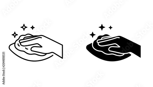 Schilderij op canvas Cleaning Service Hand Icon Set – Surface Wipe Hygiene and Sanitization Symbol Co
