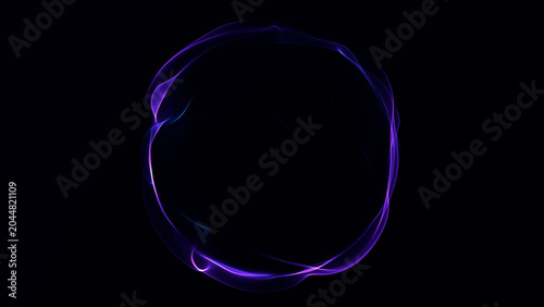 Purple neon energy ring with soft flowing lines on black background, minimal abstract loop for futuristic visuals, magic plasma effects, VJ screens, and digital design.