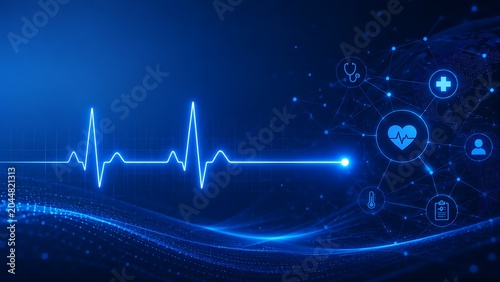 Digital Healthcare Network with ECG Heartbeat Wave and Connected Medical Technology Interface